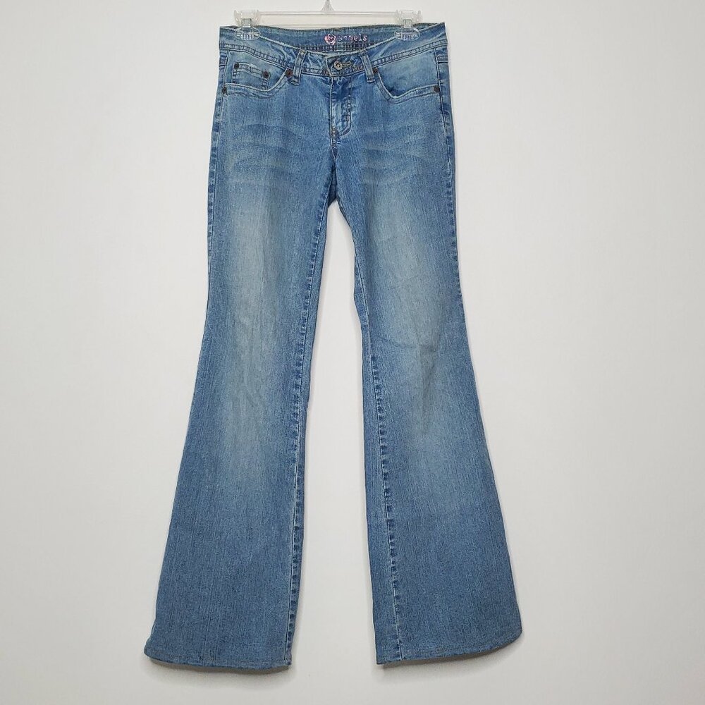 Angel Jeans Strech Embossed wing design with Bling detailing - Rhinestone rivets